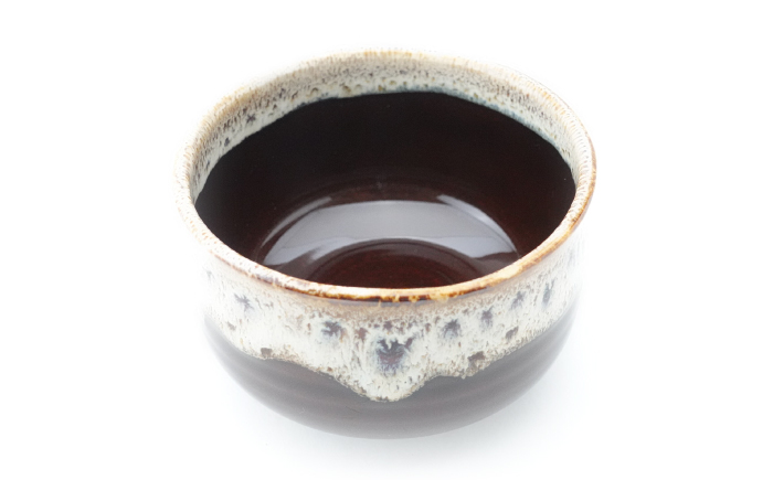 【波佐見焼】Folk Design 野点抹茶碗 飴釉白唐津流し 1点【玉有】 [IE51]