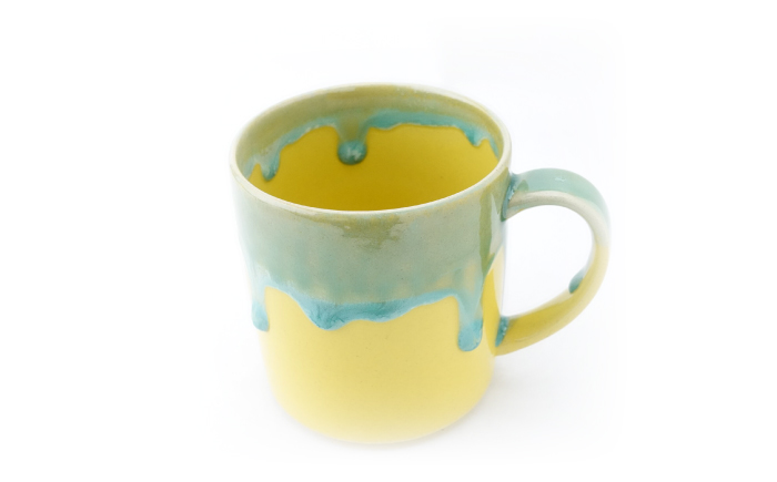 【波佐見焼】Folk Design トールマグ 黄地渕緑流し 1点【玉有】 [IE61]