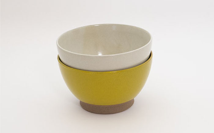 【波佐見焼】Furelu 丼（ホワイト・からし）2点セット 食器  皿 茶碗 鉢 ペア【藍染窯】 [JC142]