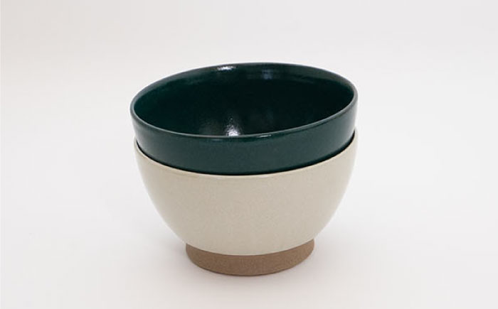【波佐見焼】Furelu 丼（ホワイト・グリーン）2点セット 食器  皿 茶碗 鉢 ペア【藍染窯】 [JC145]