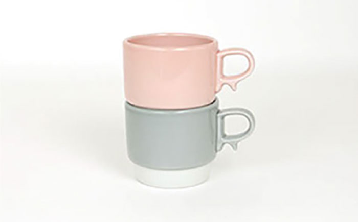 【波佐見焼】スタックスマグ 磁器 ペールカラー（小）（ペールピンク・ペールグレー）2点セット 食器  マグカップ  ペア【藍染窯】 [JC155]