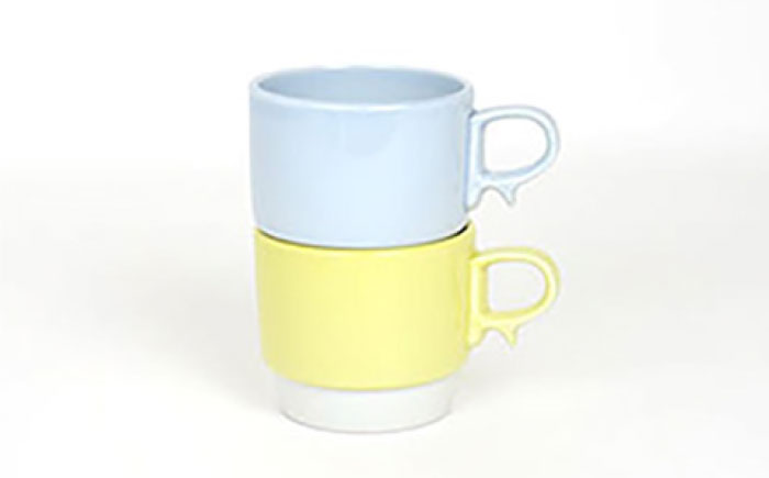 【波佐見焼】スタックスマグ 磁器 ペールカラー（小）（ペールブルー・ペールイエロー）2点セット 食器  マグカップ  ペア【藍染窯】 [JC157]