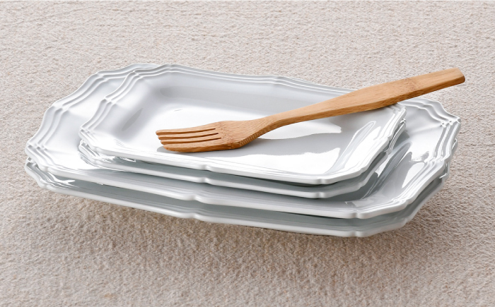 【波佐見焼】RINKA 角 プレート (ホワイト)ペアセット(4点)【藍染窯】 [JC69]