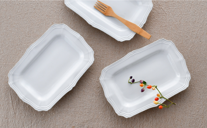 【波佐見焼】RINKA 角 プレート S (ホワイト)3点セット【藍染窯】 [JC71]