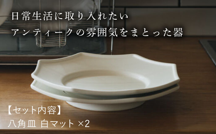 【波佐見焼】八角皿 白マット釉 2枚セット 食器 皿【イロドリ】 [KE56]