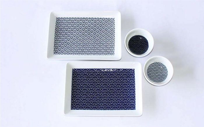 【波佐見焼】KUVIO ウェーブ 長角 皿・ボウル 4点セット 【石丸陶芸】[LB67]