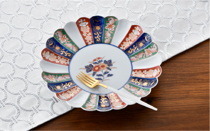 【波佐見焼】見込菊花紋 8号皿 24cm プレート 【石丸陶芸】 [LB75]