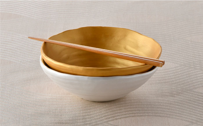 【波佐見焼】波佐見塗 金・銀 多用鉢 ボウル【野下上絵】 [LE08]