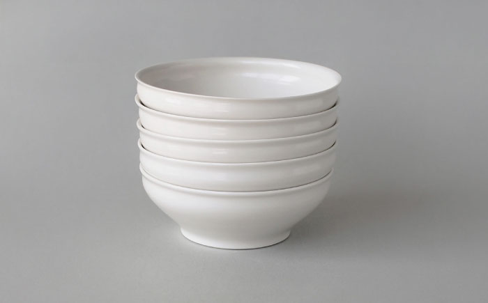 【波佐見焼】KINU スープボウル 5点セット（艶あり）【studio wani】 [MB93]