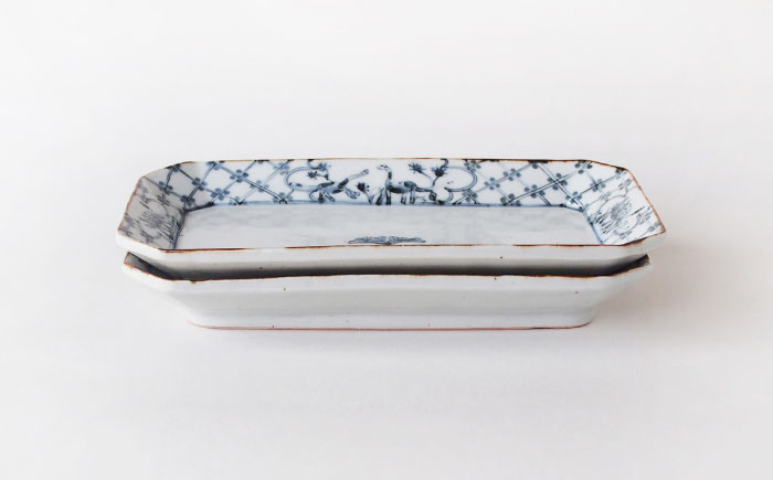 【波佐見焼】DINOSAUR　八角長角皿　2点セット【studio wani】 [MB95]