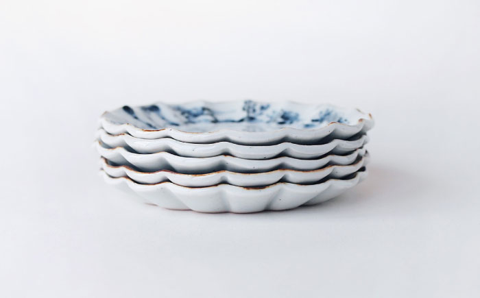 【波佐見焼】DINOSAUR　輪花小皿　5点セット【studio wani】 [MB98]