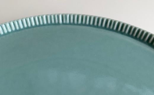 【波佐見焼】十草彫り24cm丸 プレート ターコイズ 食器 皿 【永泉】 [MC39]