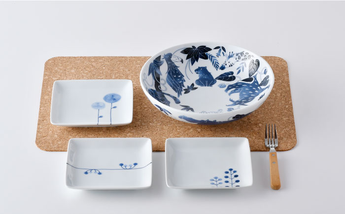 NB 105【波佐見焼】大人気の波佐見焼  ボウル 角皿 含む オリジナルセットアップ商品【浜陶/natural69】 [NB105]