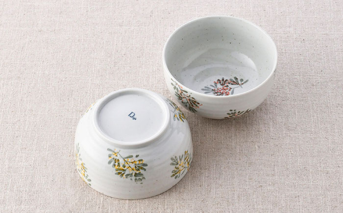 【波佐見焼】丼ぶりセット ボーダー 花柄 4点セット【舘山堂/団陶器】 [NB139]