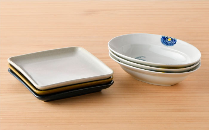 【波佐見焼】オリジナルセットアップ商品 楕円鉢 角皿【大貴セラミックス/舘山堂】 [NB76]