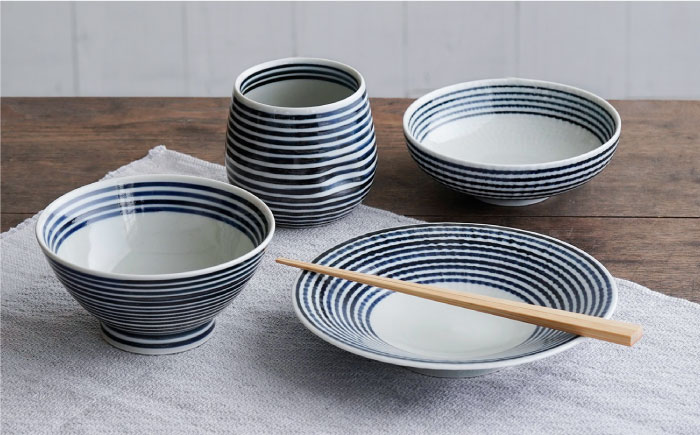 【波佐見焼】 BARBAR 藍駒 4点セット【マルヒロ】 [NB89]