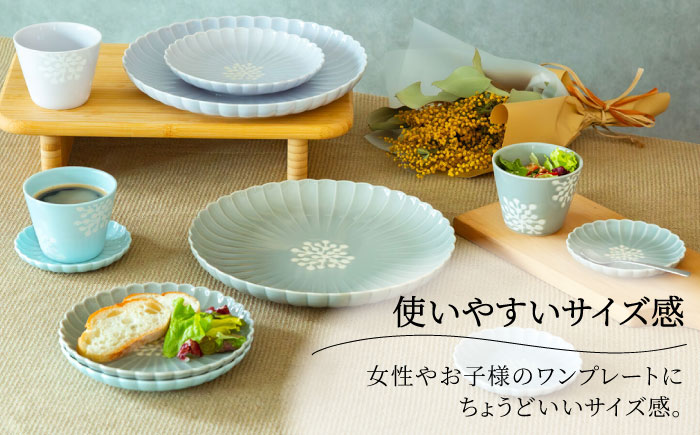 【波佐見焼】フラワー 菊割8号皿 2枚セット グレー【西海陶器】 [OA379]