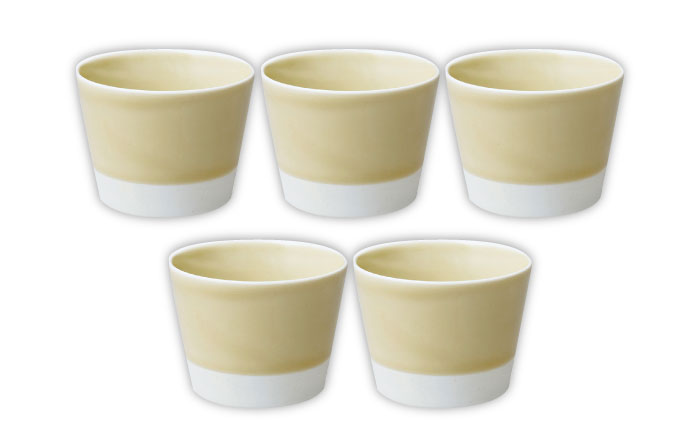 【波佐見焼】【essence】es cup 〈S〉 黄磁釉 5点セット【西海陶器】 [OA458]
