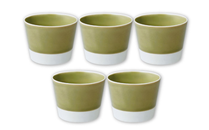 【波佐見焼】【essence】es cup 〈S〉 織部釉 5点セット【西海陶器】 [OA459]