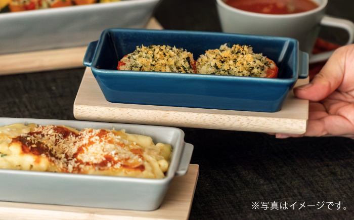 【波佐見焼】OVENWARE スクエア M〈ブルー・グレー〉2点セット【西海陶器】 [OA511]