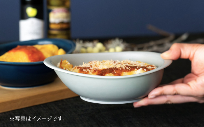 【波佐見焼】OVENWARE オーバル M〈ブルー・グレー〉2点セット【西海陶器】 [OA514]