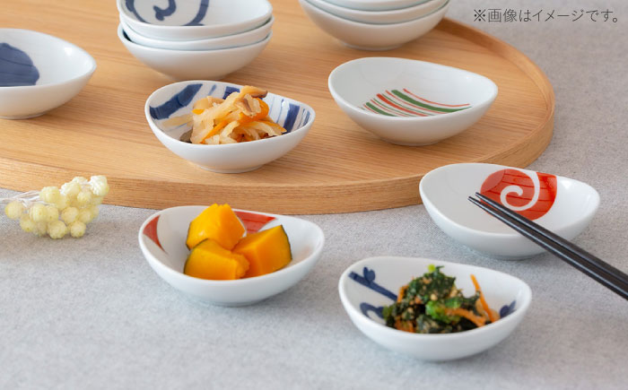 【波佐見焼】染錦絵変り 六客楕円珍味揃 食器 ギフト【西海陶器】 [OA517]