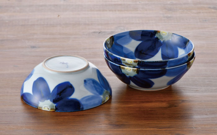【波佐見焼】藍花 丸 小鉢 3点セット【陶豊】 [OE11]