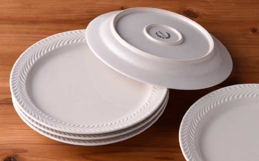 【波佐見焼】ローズマリー(アイボリー) 8寸 プレート 5枚セット【福田陶器店】 [PA184]