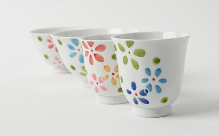 【波佐見焼】パステル 茶碗・湯呑み 4点セット【福田陶器店】 [PA222]