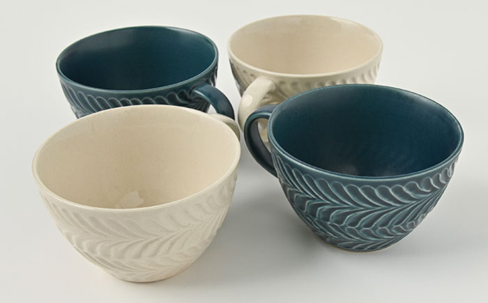 【波佐見焼】ローズマリー スープカップ デニム・アイボリー 4個セット【福田陶器店】 [PA225]