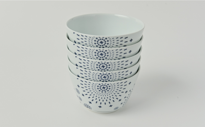 【波佐見焼】シュエット ミドル丼 どんぶり ハナビ 5個セット【福田陶器店】 [PA228]