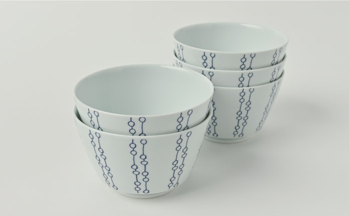 【波佐見焼】シュエット ミドル丼 どんぶり メガネ 5個セット【福田陶器店】 [PA234]