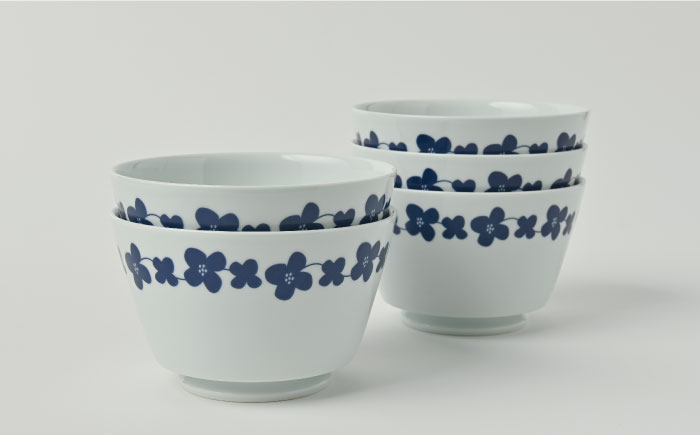 【波佐見焼】シュエット ミドル丼 どんぶり ハナミズキ 5個セット【福田陶器店】 [PA237]