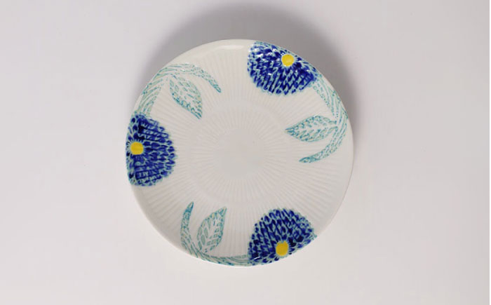 【波佐見焼】色彩ダリア（青）取皿5点セット 食器 プレート【福田陶器店】 [PA309]