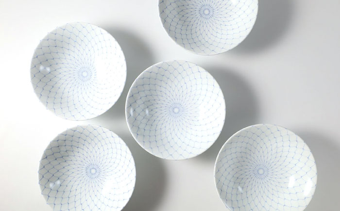 【波佐見焼】網絵（あみえ）特小鉢 網模様 5枚セット 食器 皿【福田陶器店】 [PA322]