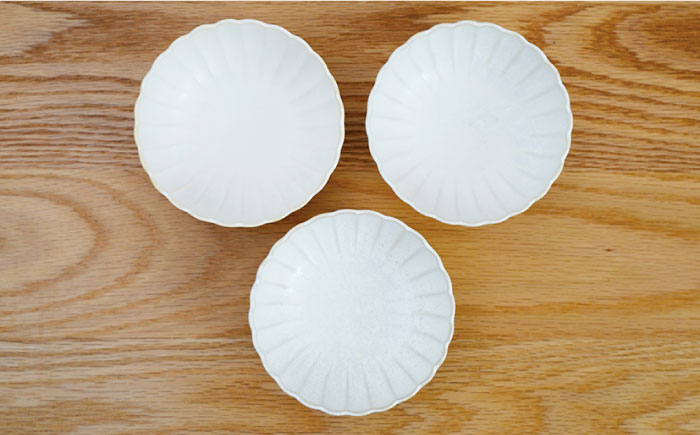 【波佐見焼】花しのぎ 丸小付 小鉢 （白） 3点セット【団陶器】 [PB101]