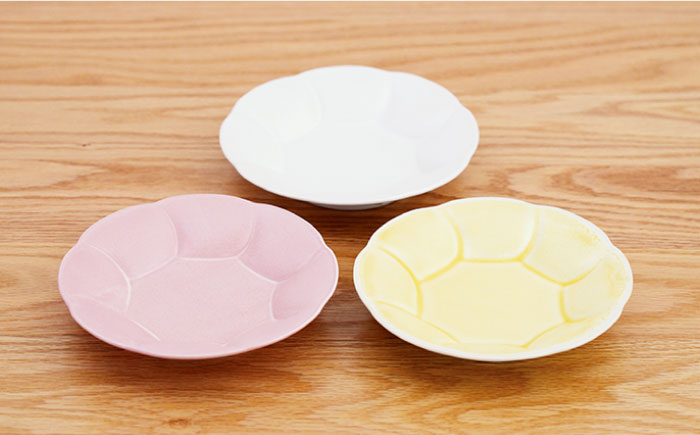 【波佐見焼】はなはな プレート 小 （ピンク・ホワイト・イエロー） 3点セット【団陶器】 [PB108]