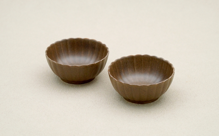 【波佐見焼】花しのぎ 丸小付 ペア 栗【団陶器】 [PB186]