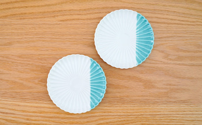 【波佐見焼】花しのぎ 取皿 ハーフカラー ミント 2枚セット【団陶器】 [PB196]