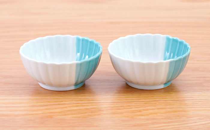 【波佐見焼】花しのぎ 丸小付 ハーフカラー ミント 2個セット【団陶器】 [PB200]