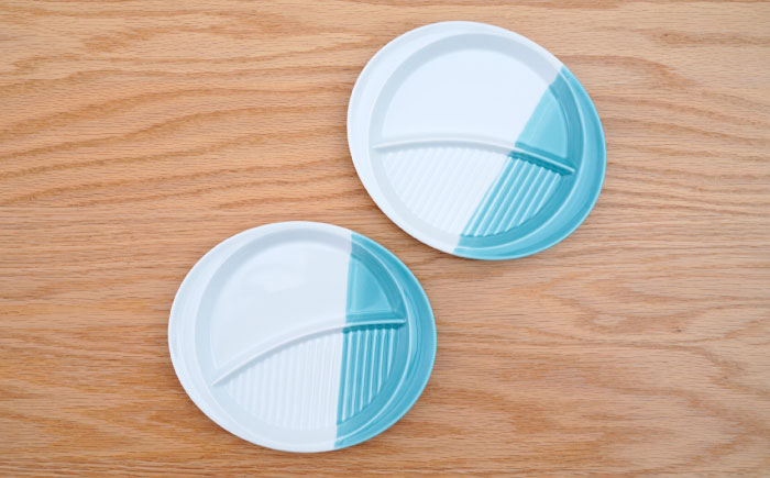 【波佐見焼】仕切り皿 ハーフカラー ミント　2個セット【団陶器】 [PB211]