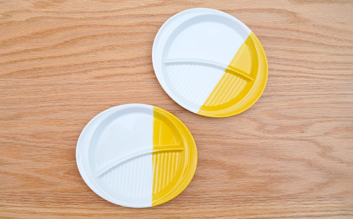 【波佐見焼】仕切り皿 ハーフカラー イエロー　2個セット【団陶器】 [PB212]