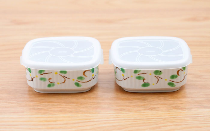 【波佐見焼】角パック 唐草 グリーン 2個セット【団陶器】 [PB215]