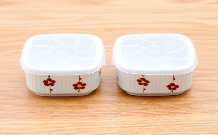 【波佐見焼】角パック 花木立 赤 2個セット【団陶器】 [PB217]