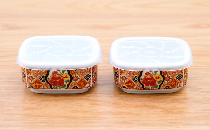 【波佐見焼】角パック 格子牡丹 2個セット【団陶器】 [PB225]