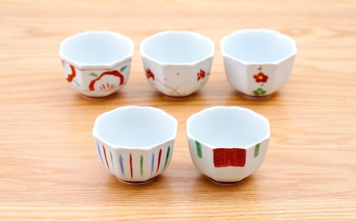 【波佐見焼】八角小付 錦絵変り 5柄セット【団陶器】 [PB228]