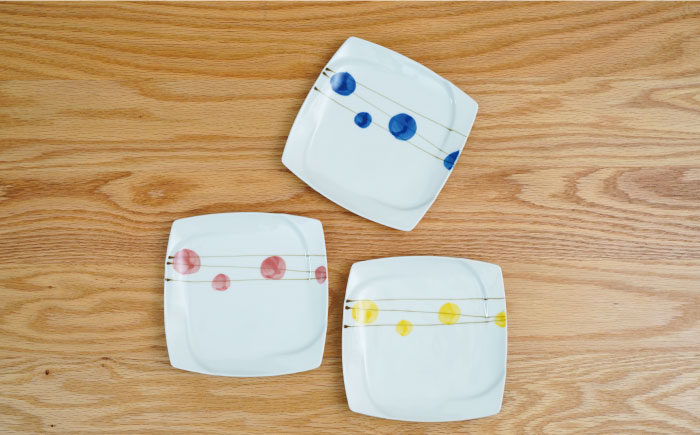 【波佐見焼】シャボンライン トリオ 角皿 小皿【団陶器】 [PB85]