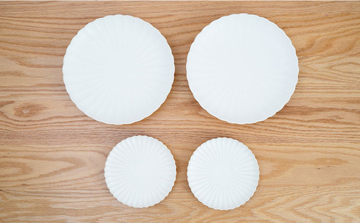 【波佐見焼】花しのぎ 大皿 小皿 （白） 4点セット【団陶器】 [PB95]