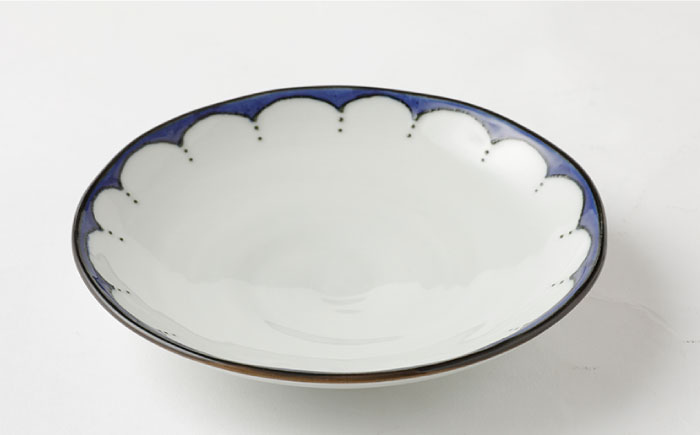 【波佐見焼】 染シリーズ プレート M/L ペア4枚 市松 濃点【山下陶苑】 [PC07]