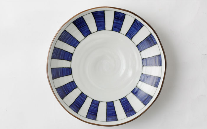 【波佐見焼】 染シリーズ プレート M/L ペア 4枚 幾何紋 短冊【山下陶苑】 [PC14]